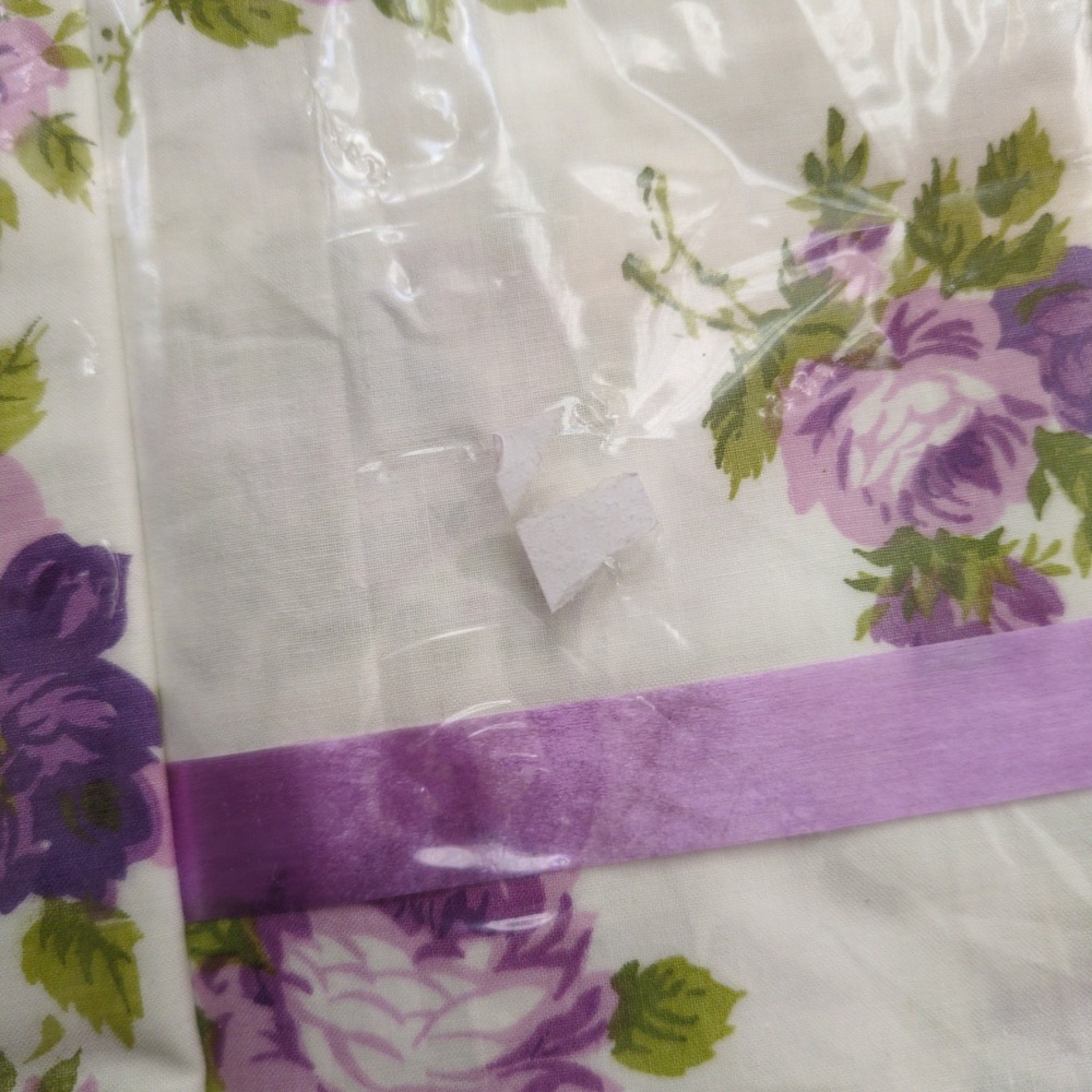 Vtg NOS Lady Pepperell Full Sheet Set Flat + Pillowcases Purple Rose Sealed Box - Picture 4 of 6